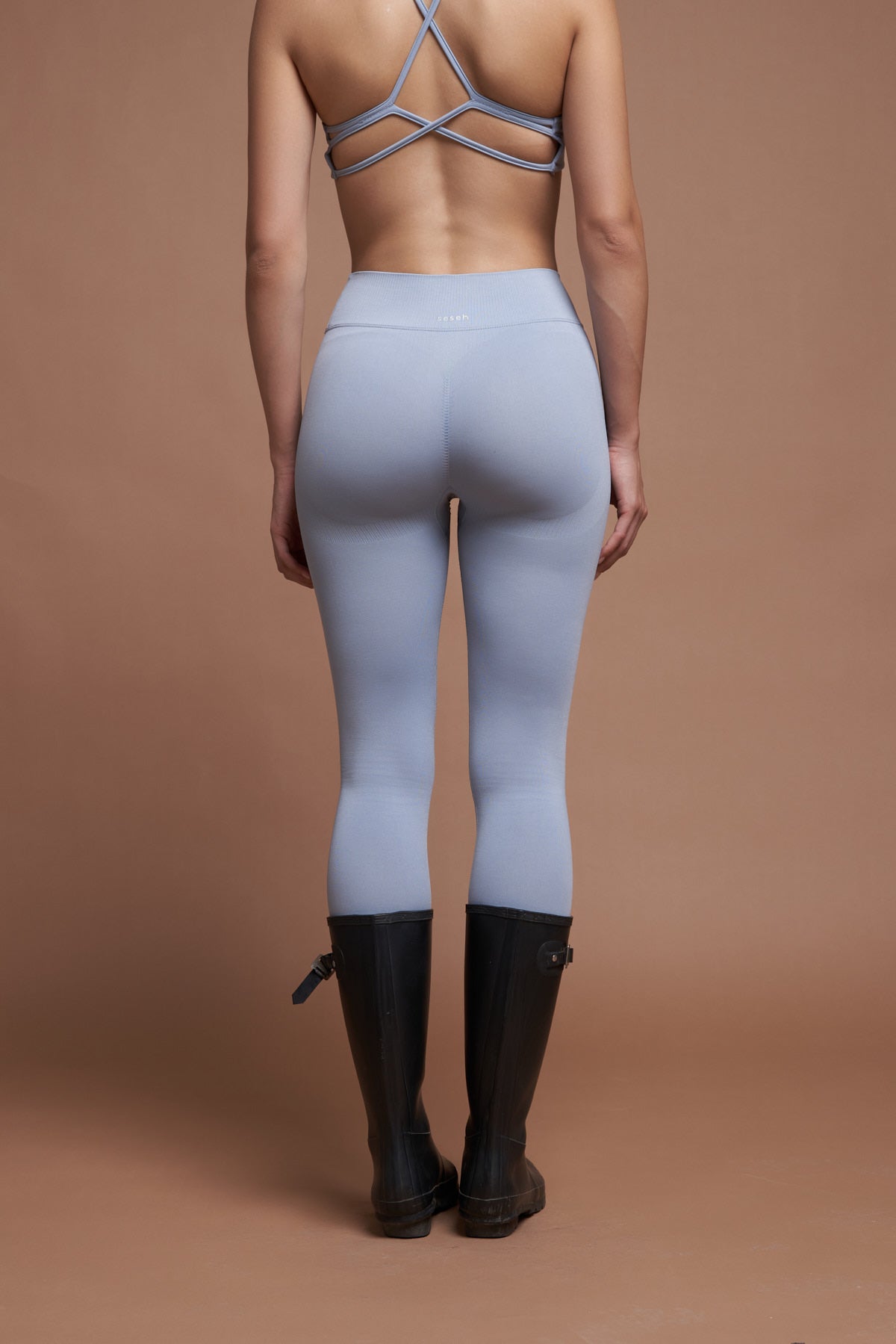 Moss V Toz Mavisi Seamless Scrunch Toparlayıcı Spor Tayt