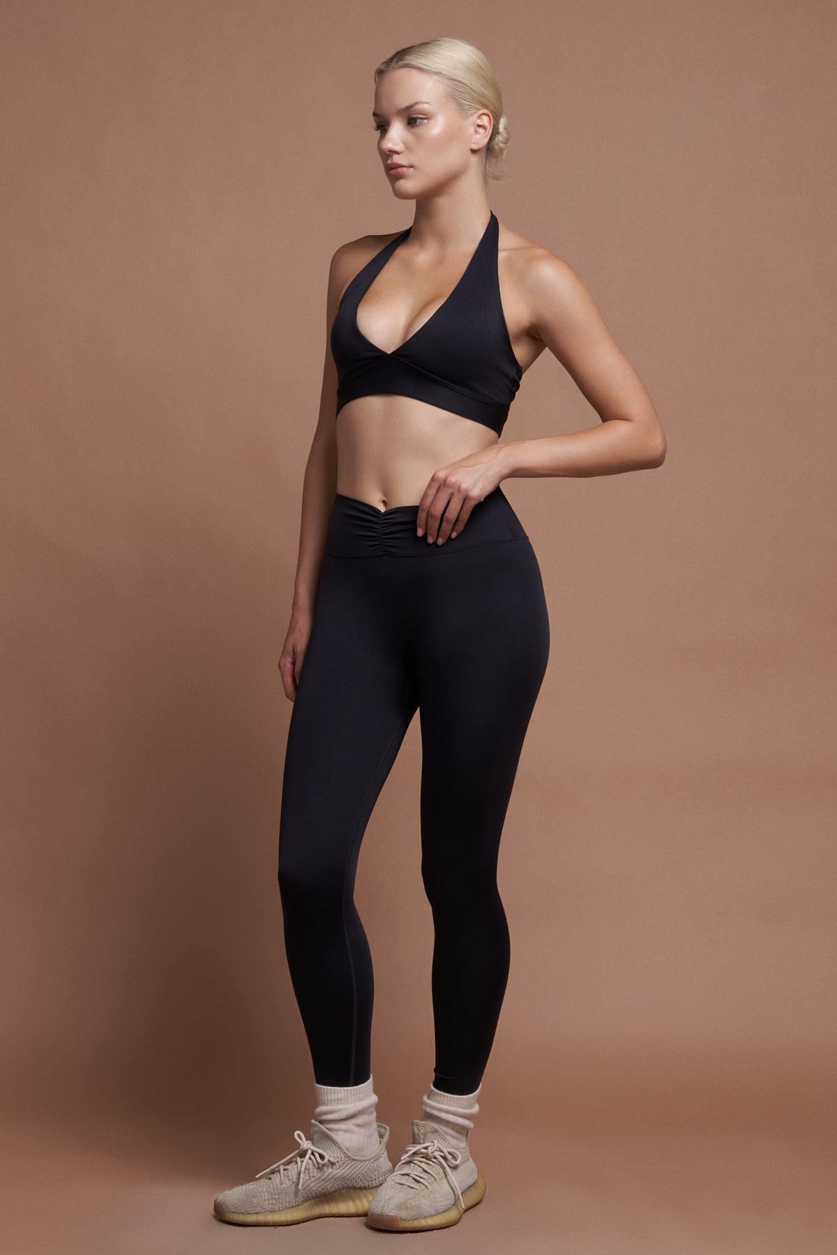 IVY Siyah Ön Büzgülü Seamless Scrunch Toparlayıcı Spor Tayt