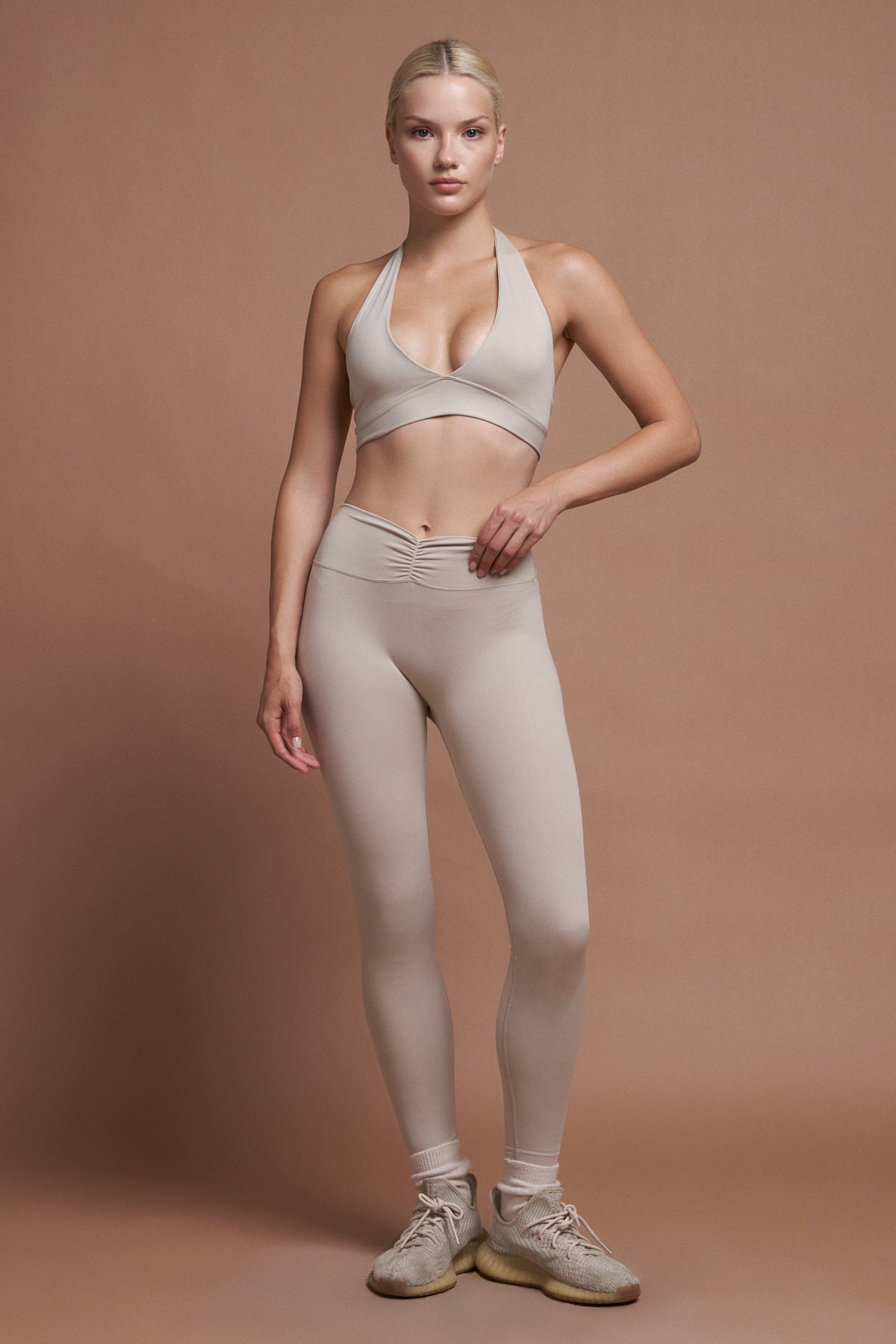 IVY Gri Ön Büzgülü Seamless Scrunch Toparlayıcı Spor Tayt