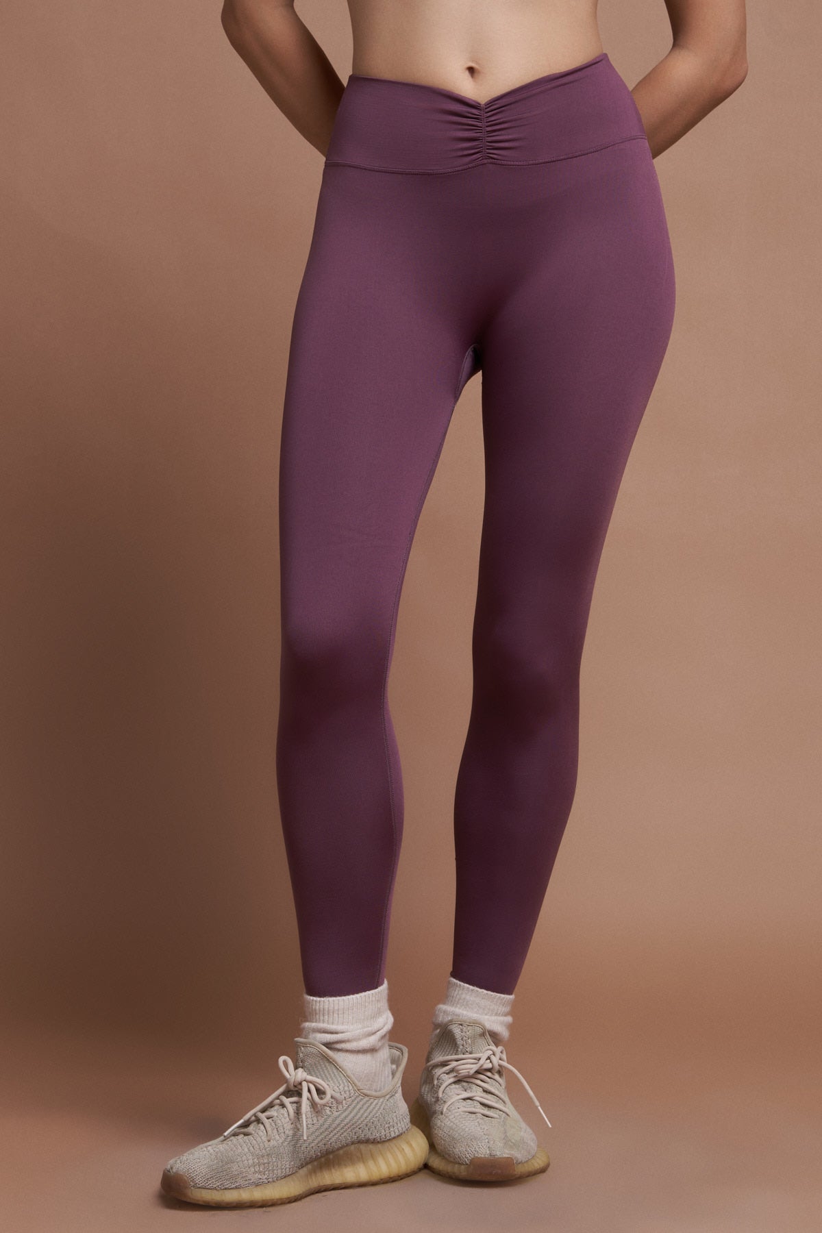 IVY Plum Mor Ön Büzgülü Seamless Scrunch Toparlayıcı Spor Tayt