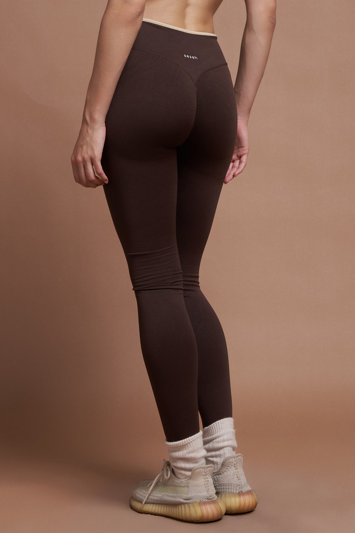 Sierra Kahverengi Çift Renk Seamless Scrunch Toparlayıcı Spor Tayt