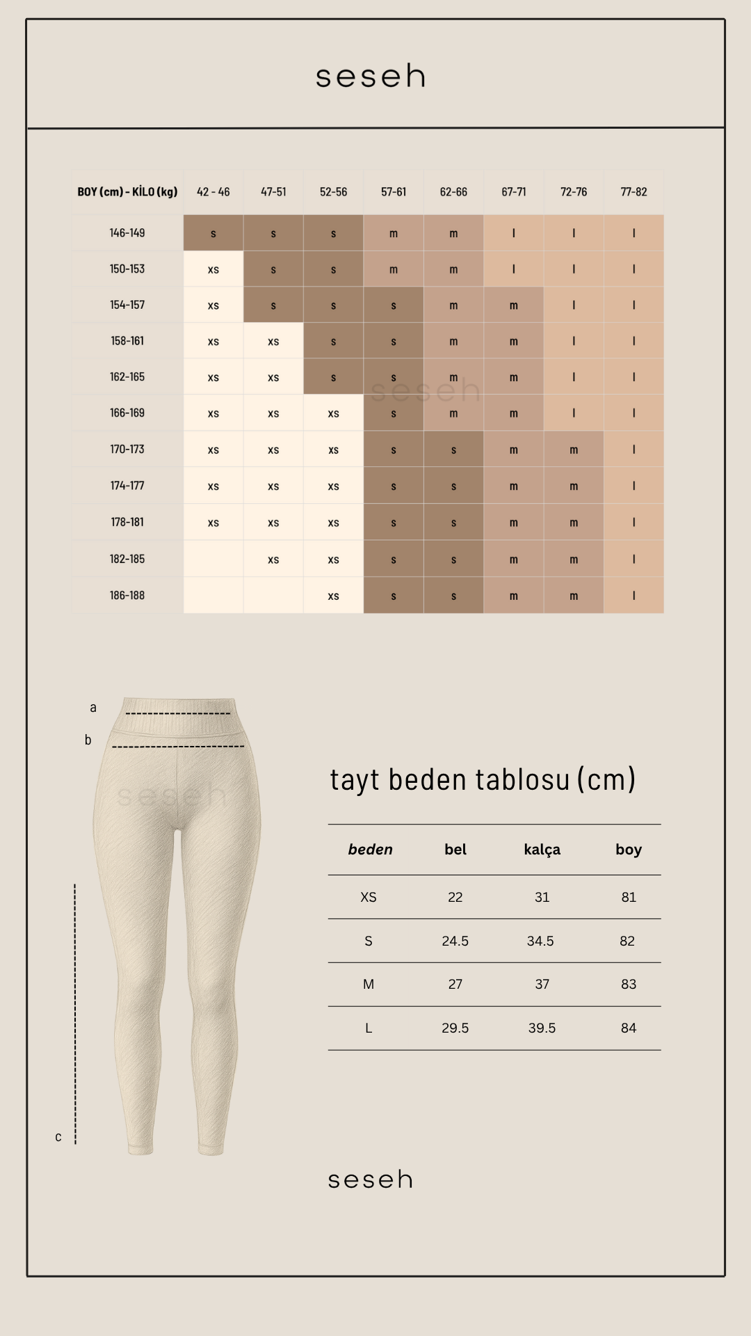 Eleve Bej Seamless Scrunch Toparlayıcı Spor Tayt