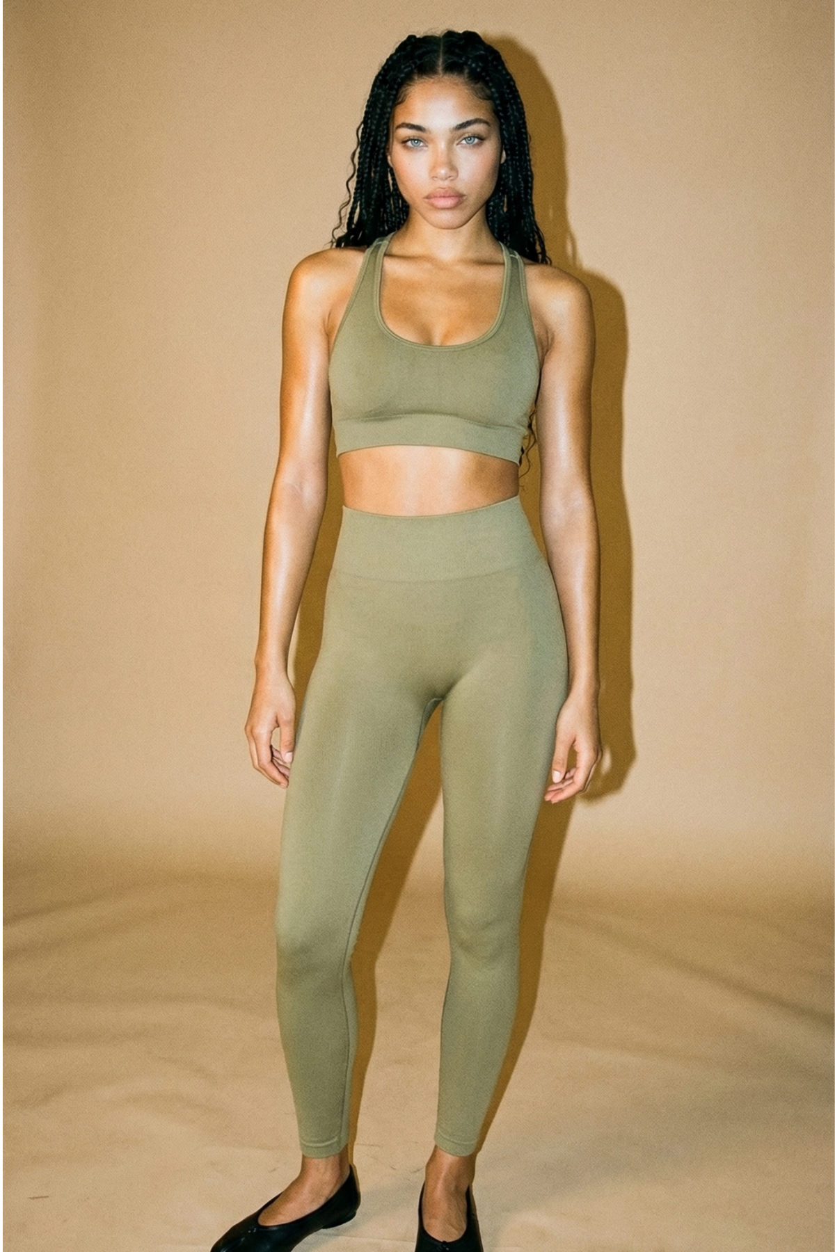 Vita Yağlı Yeşil Seamless Scrunch Toparlayıcı Spor Tayt