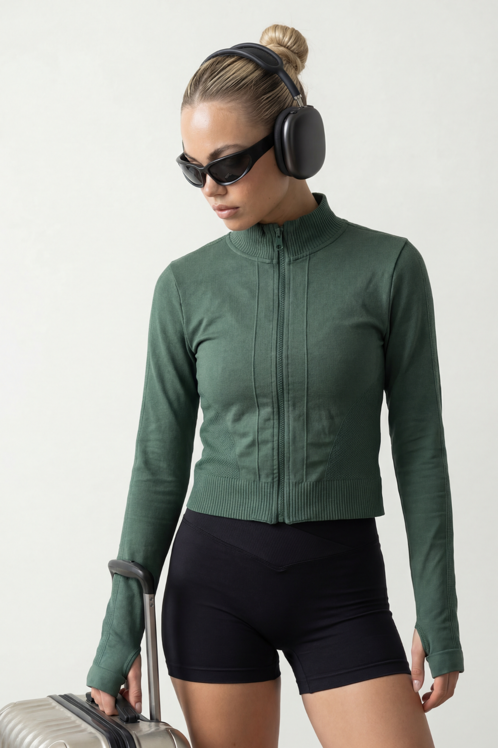 Freya Yeşil Seamless Toparlayıcı Dar Kalıp Kadın Spor Ceket