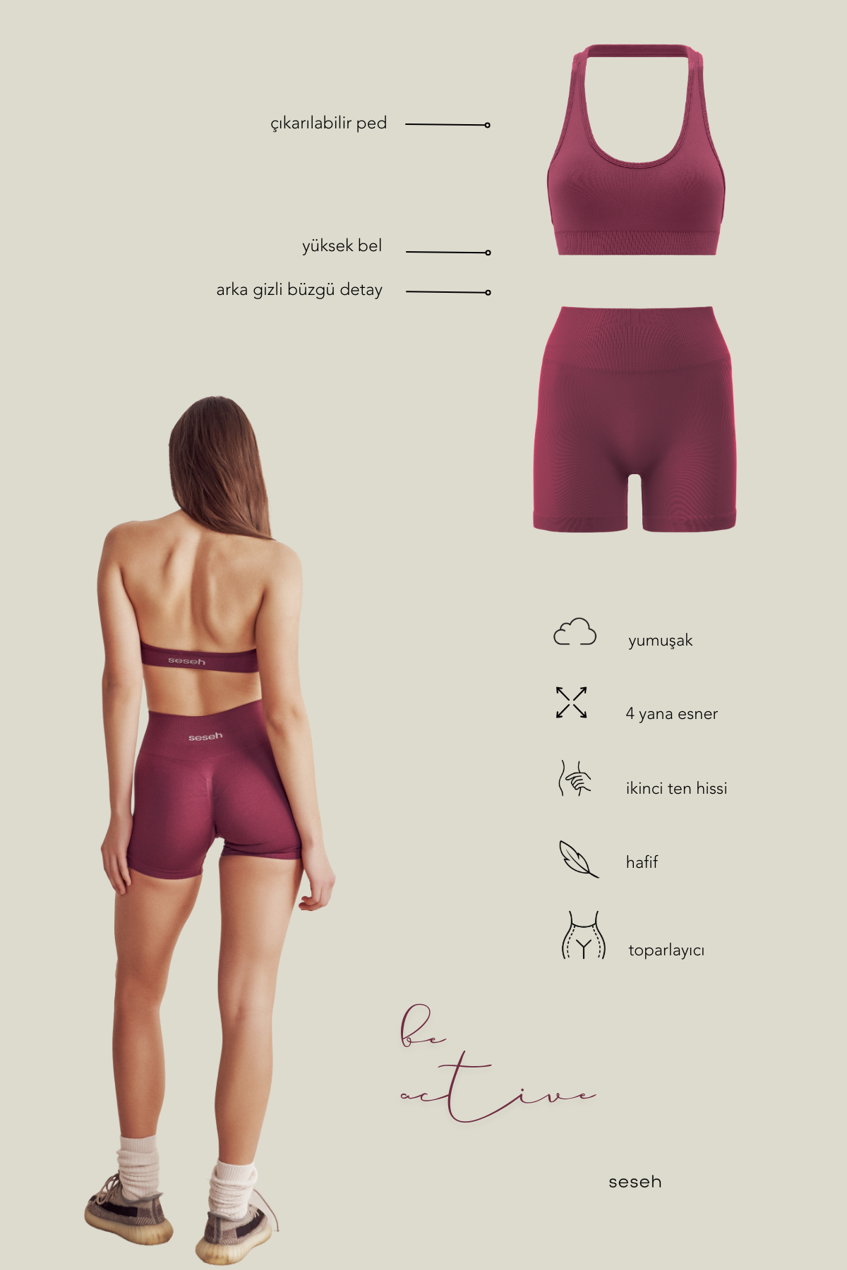 Solis Vişne Seamless Spor Biker Şort