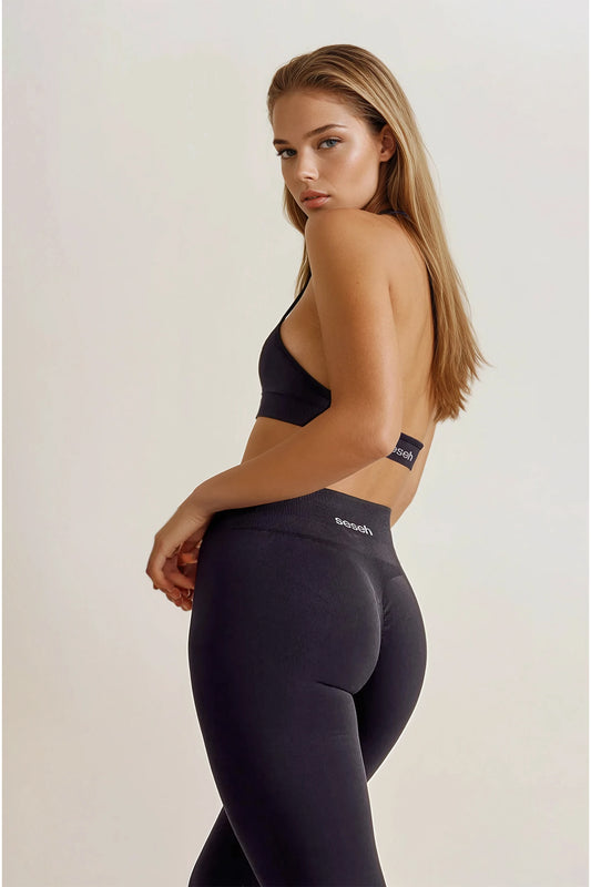 Eleve Black Seamless Scrunch Recovery Sports Leggings