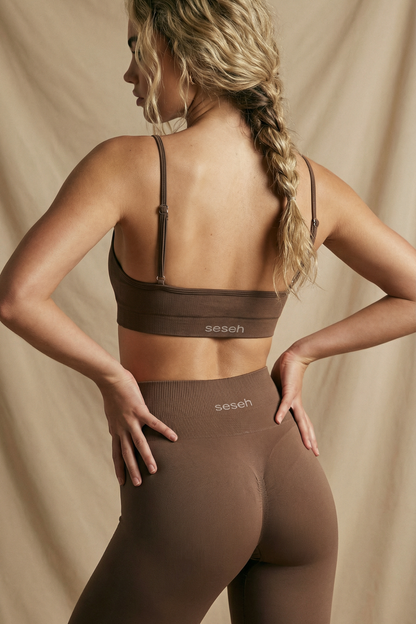 Eleve Kahve Seamless Scrunch Toparlayıcı Spor Tayt