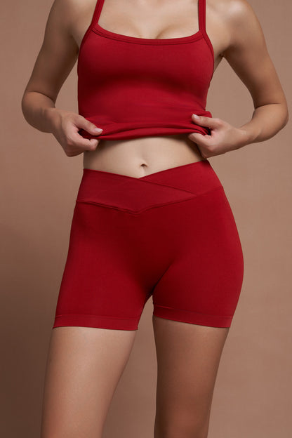 Laguna V Kırmızı Scrunch Toparlayıcı Spor Şort