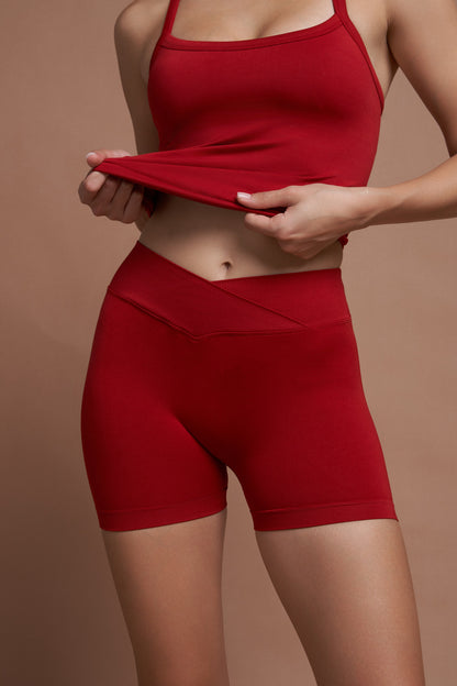 Laguna V Kırmızı Scrunch Toparlayıcı Spor Şort