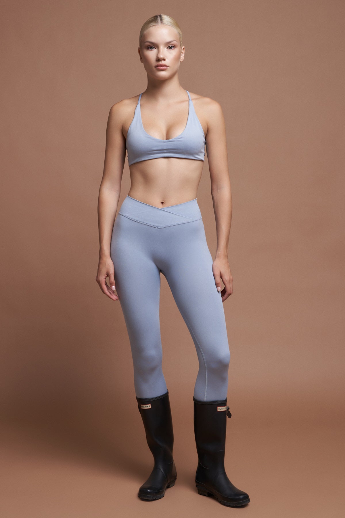 Moss V Toz Mavisi Seamless Scrunch Toparlayıcı Spor Tayt