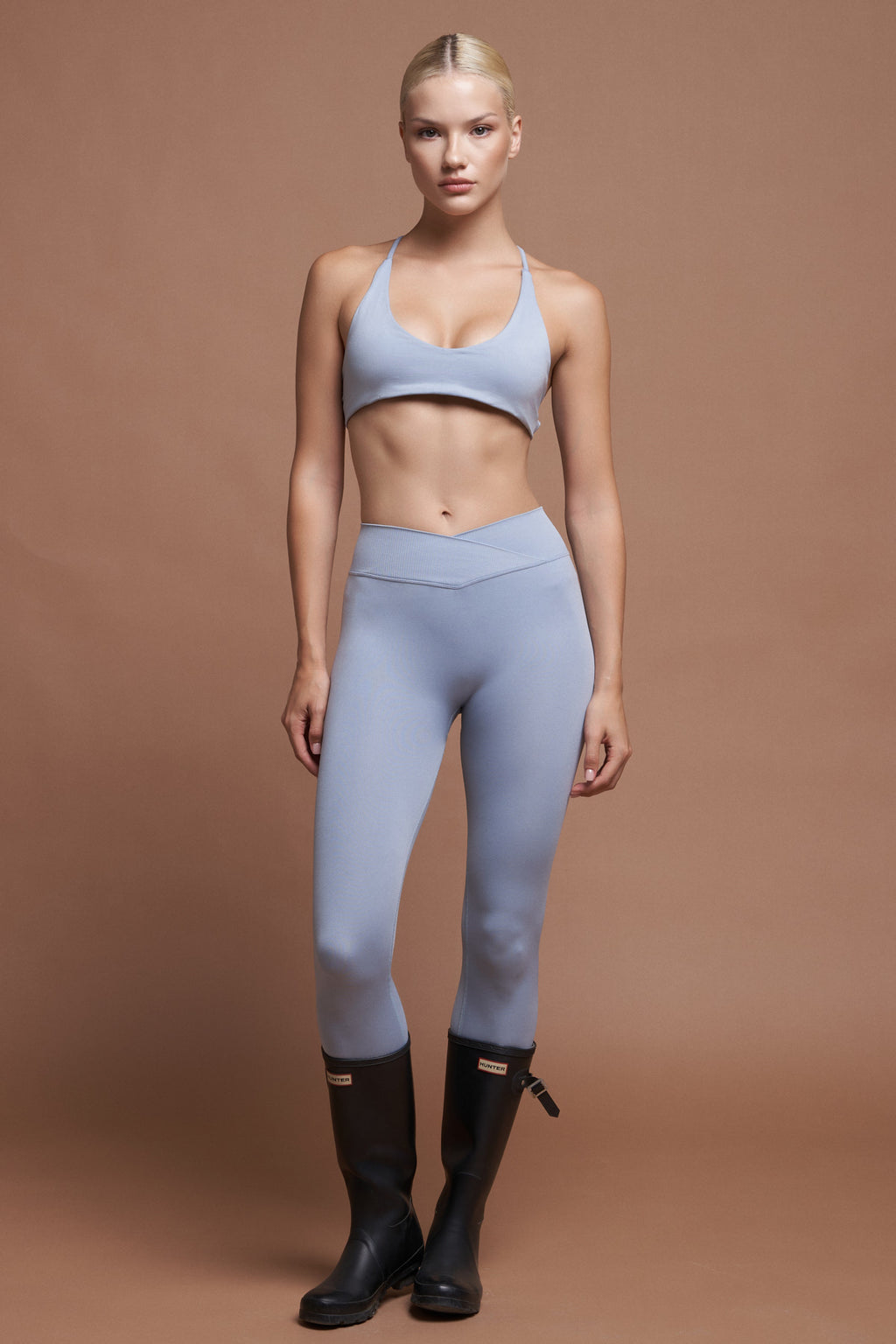 Moss V Toz Mavisi Seamless Scrunch Toparlayıcı Spor Tayt
