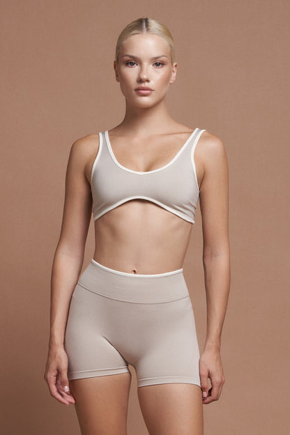 Riva Gri Çift Renk Seamless Scrunch Toparlayıcı Spor Şort