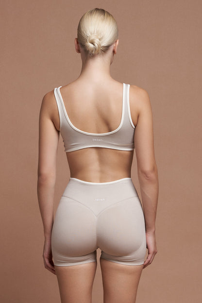 Riva Gri Çift Renk Seamless Scrunch Toparlayıcı Spor Şort