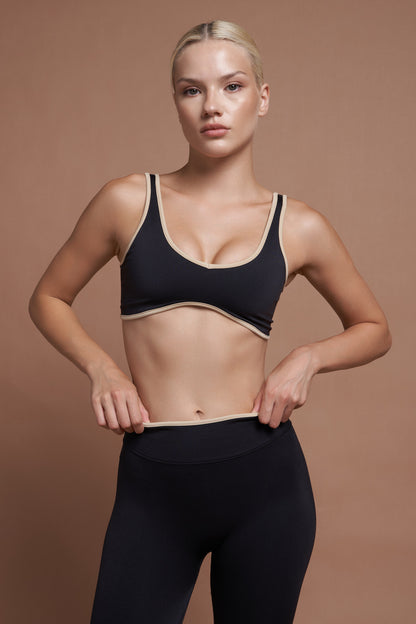 NAIA Siyah Çift Renk Seamless Spor Bra