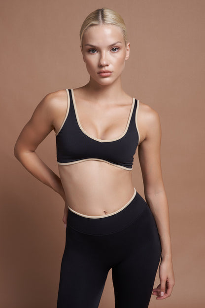 Sierra Kahverengi Çift Renk Seamless Scrunch Toparlayıcı Spor Tayt