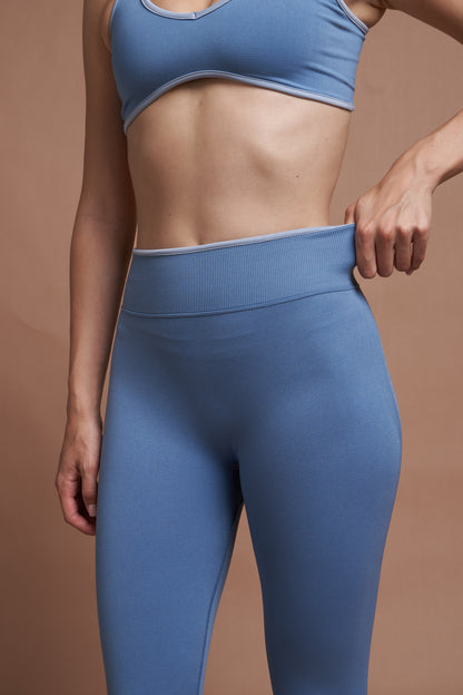 Sierra Mavi Çift Renk Seamless Scrunch Toparlayıcı Spor Tayt