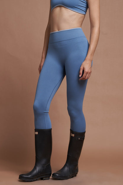 Sierra Mavi Çift Renk Seamless Scrunch Toparlayıcı Spor Tayt