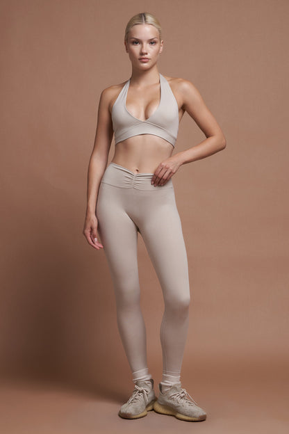 IVY Gri Ön Büzgülü Seamless Scrunch Toparlayıcı Spor Tayt