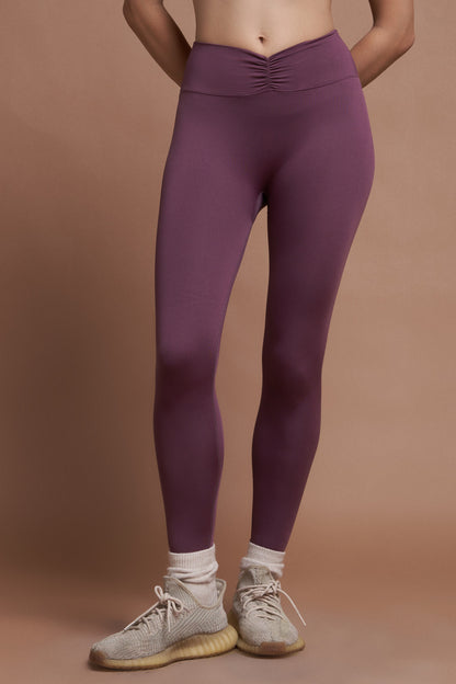 IVY Plum Mor Ön Büzgülü Seamless Scrunch Toparlayıcı Spor Tayt