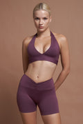 Alba Plum Koyu Mor Ön Büzgülü Seamless Toparlayıcı Spor Şort