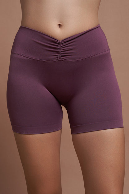 Alba Plum Koyu Mor Ön Büzgülü Seamless Toparlayıcı Spor Şort