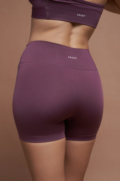 Alba Plum Koyu Mor Ön Büzgülü Seamless Toparlayıcı Spor Şort