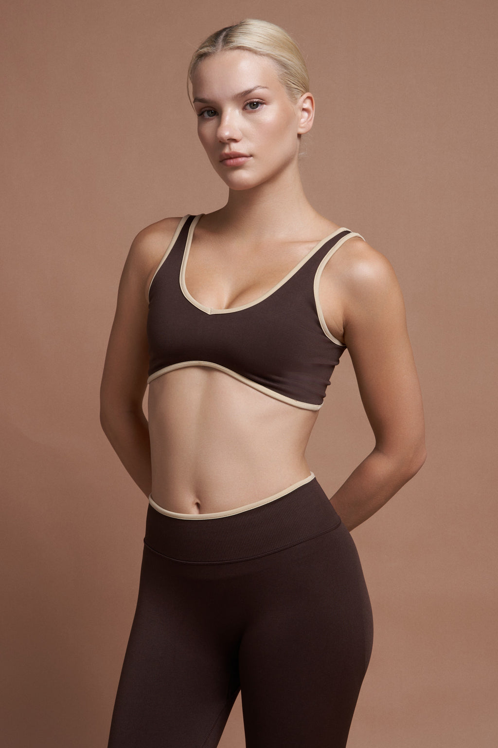 NAIA Kahverengi Çift Renk Seamless Spor Bra