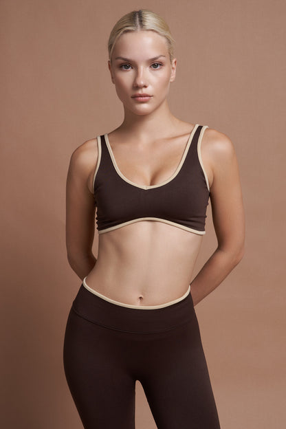 NAIA Kahverengi Çift Renk Seamless Spor Bra