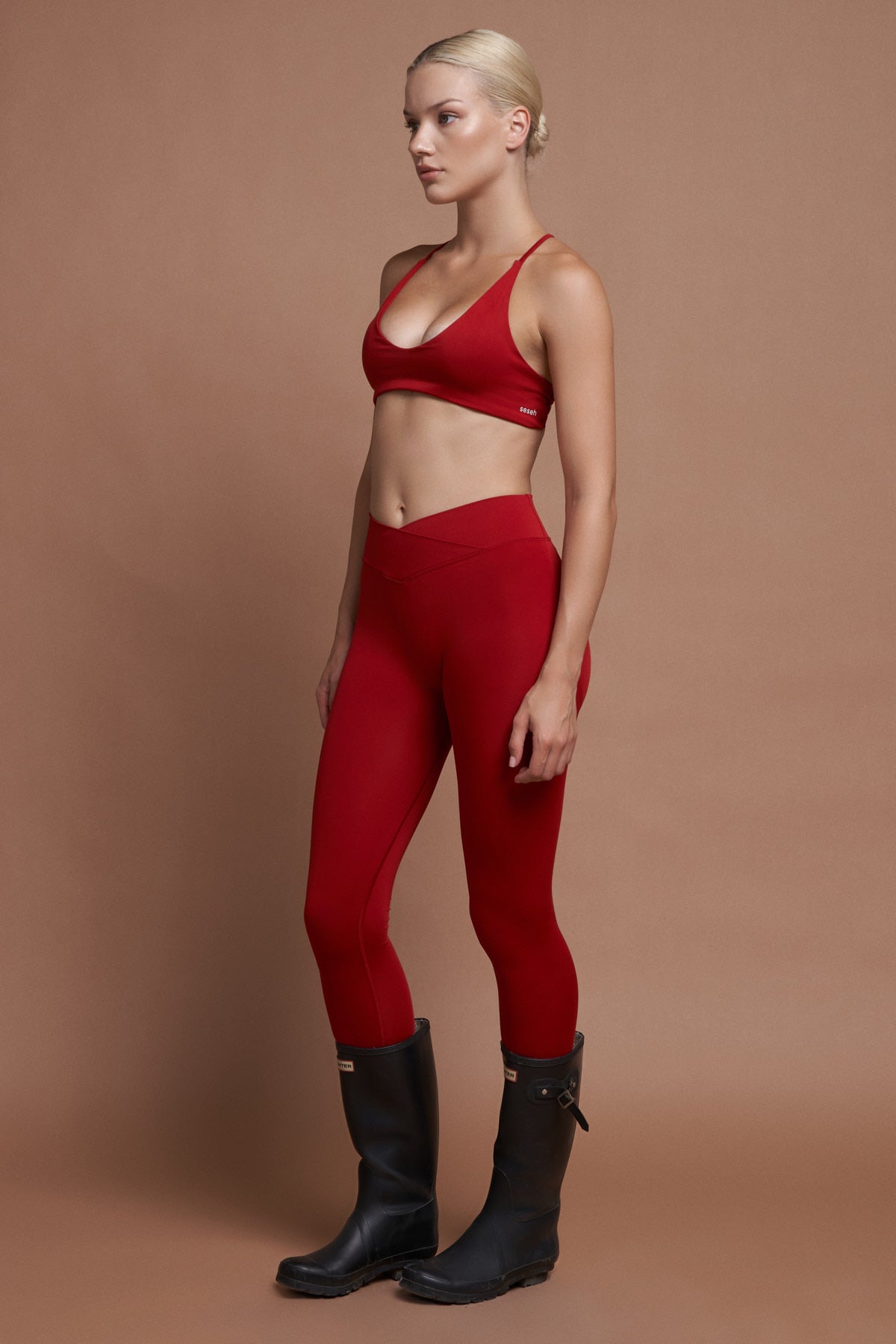 Moss V Kırmızı Seamless Scrunch Toparlayıcı Spor Tayt