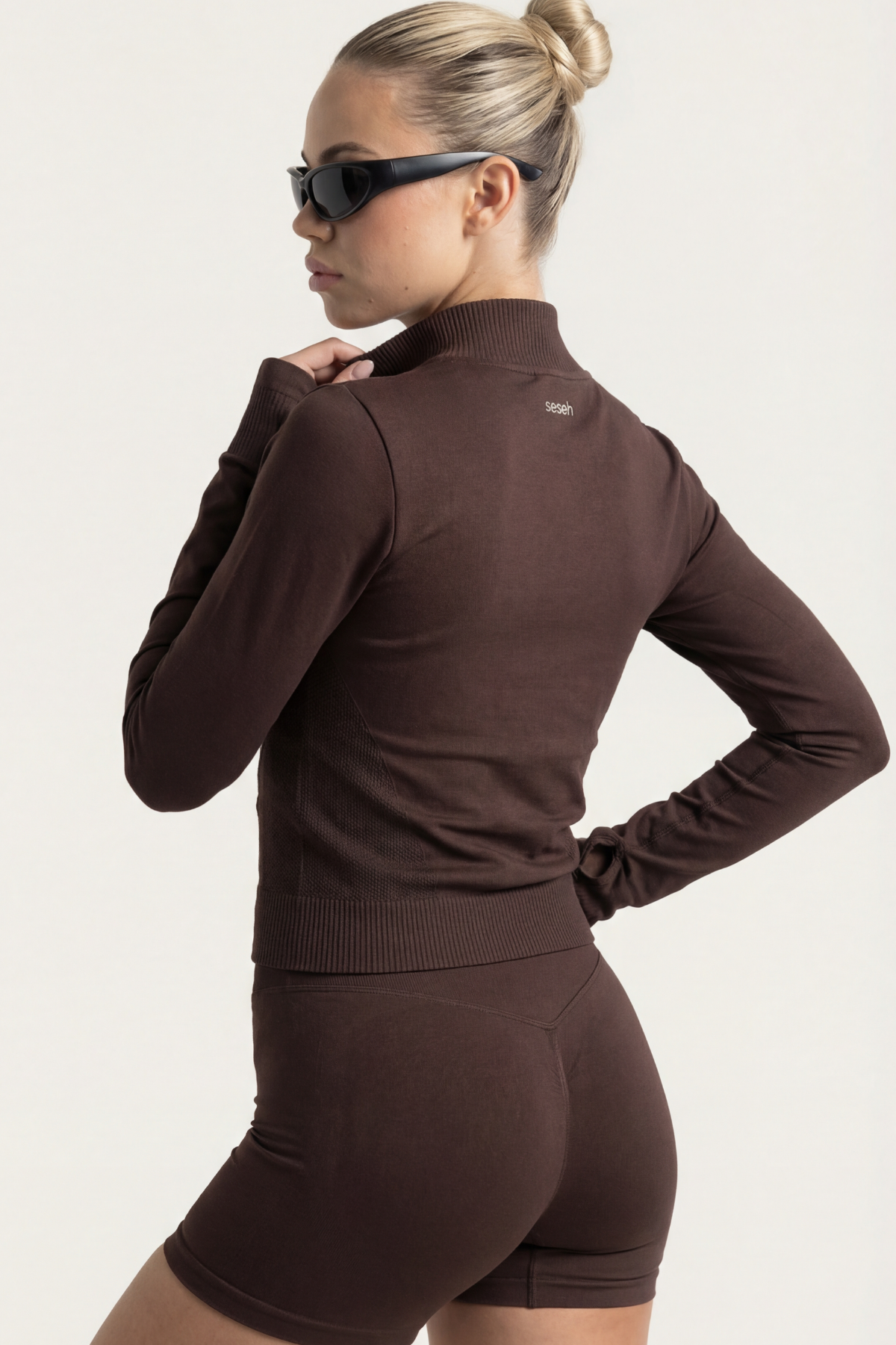 Freya Kahverengi Seamless Toparlayıcı Dar Kalıp Kadın Spor Ceket