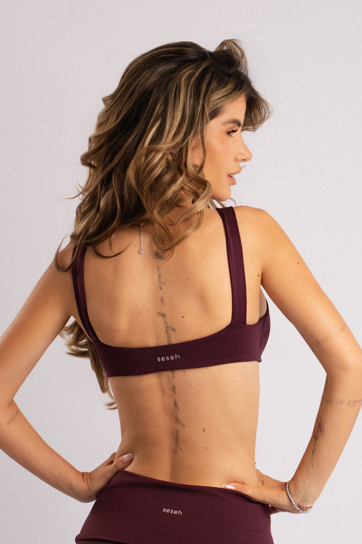 Seseh Seamless Scoop Spor Bra Bordo