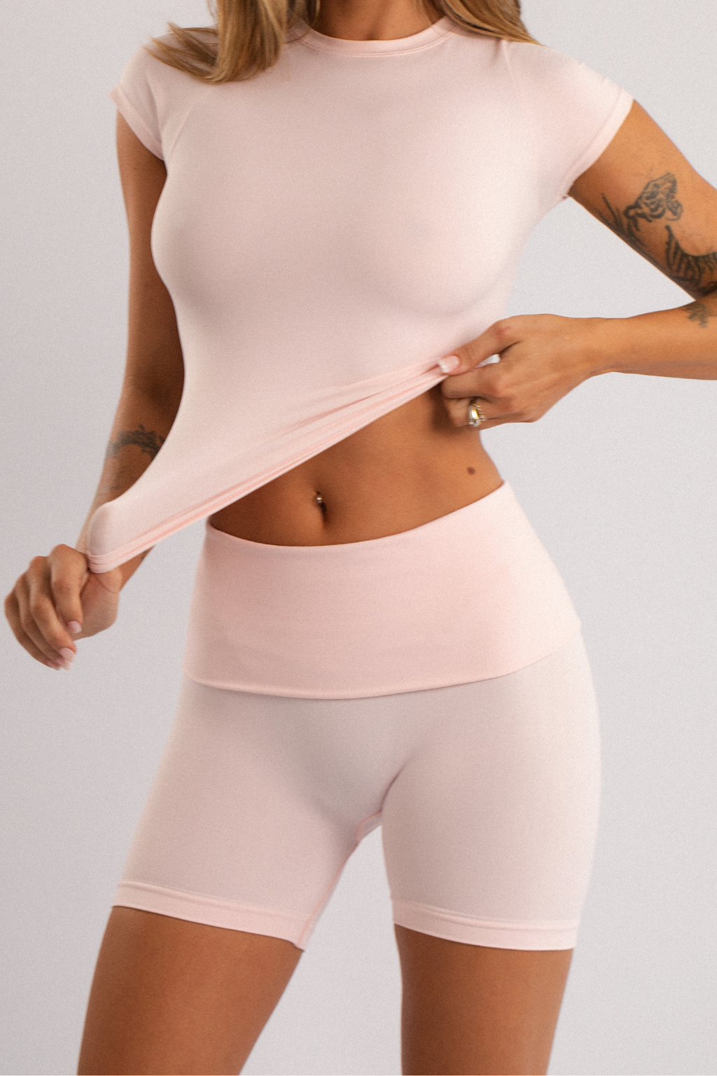Katlamalı Pembe Fold Şort