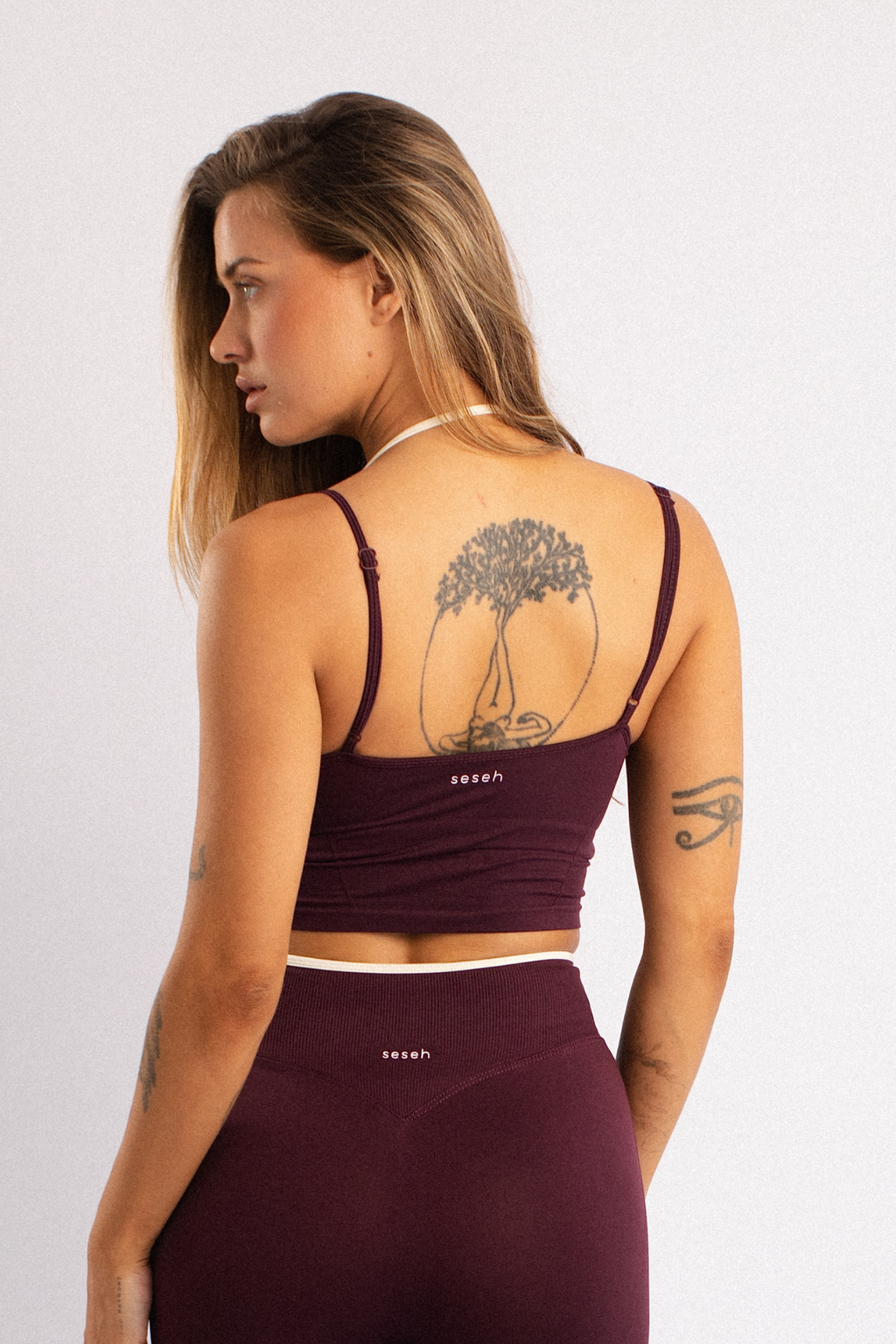 Seseh Katmanlı Crop Atlet Bordo