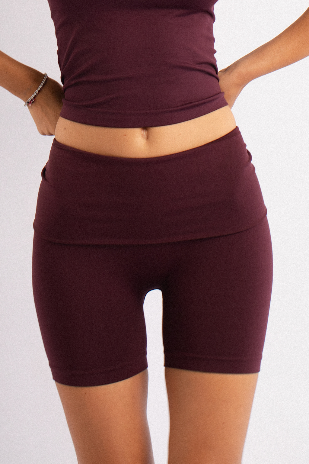 Katlamalı Fold Şort Bordo