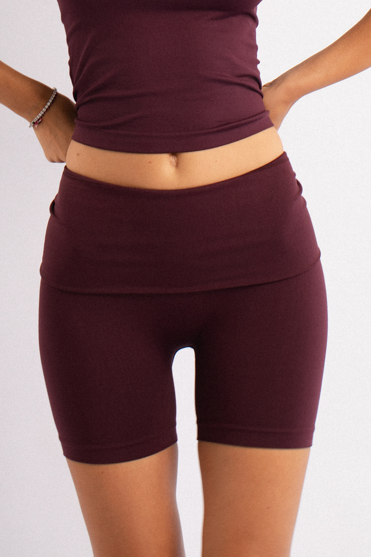 Katlamalı Fold Şort Bordo