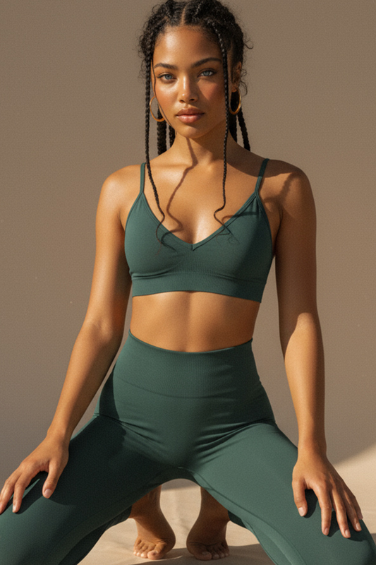 Eleve Duck Green Seamless Scrunch Recovery Sports Leggings